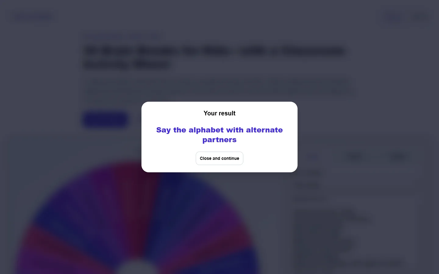 30 Brain Breaks for Kids—with a Classroom Activity Wheel: completed example and available controls