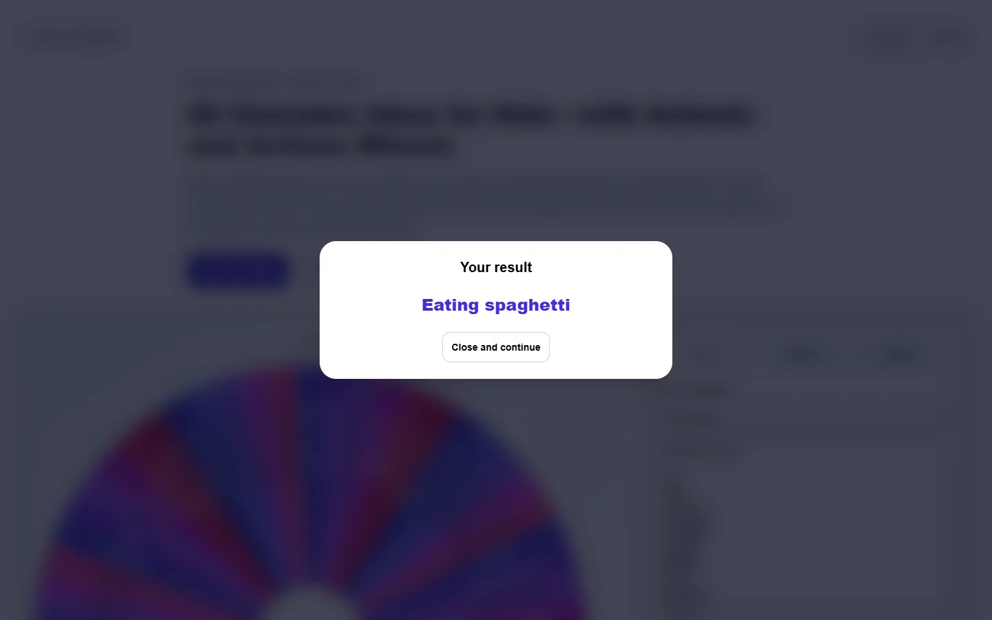 60 Charades Ideas for Kids—with Animals and Actions Wheels: completed example and available controls