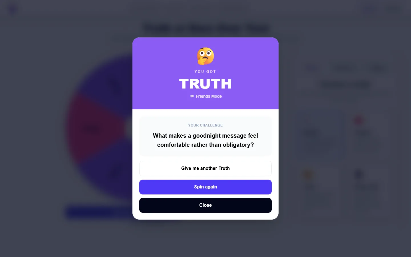 Truth or Dare Over Text: completed example and available controls